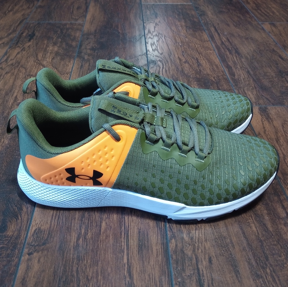New Under Armour Men's Charged Engage Training Shoes - Green/Orange - Size 13